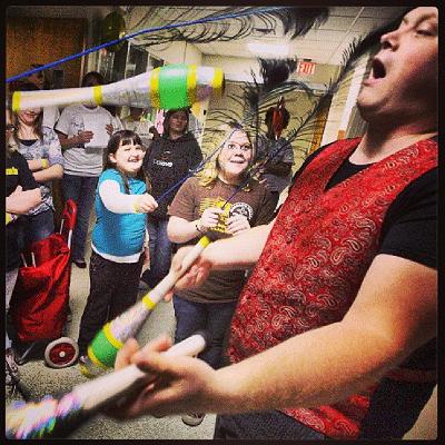 OMG Josh juggling at a fundraiser